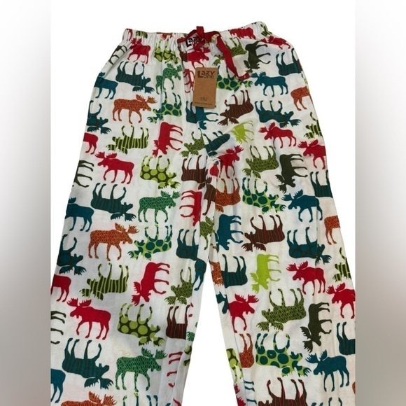 Lazy one NWT moose red and green patterned moose pjs perfect for holidays size S - Picture 2 of 7